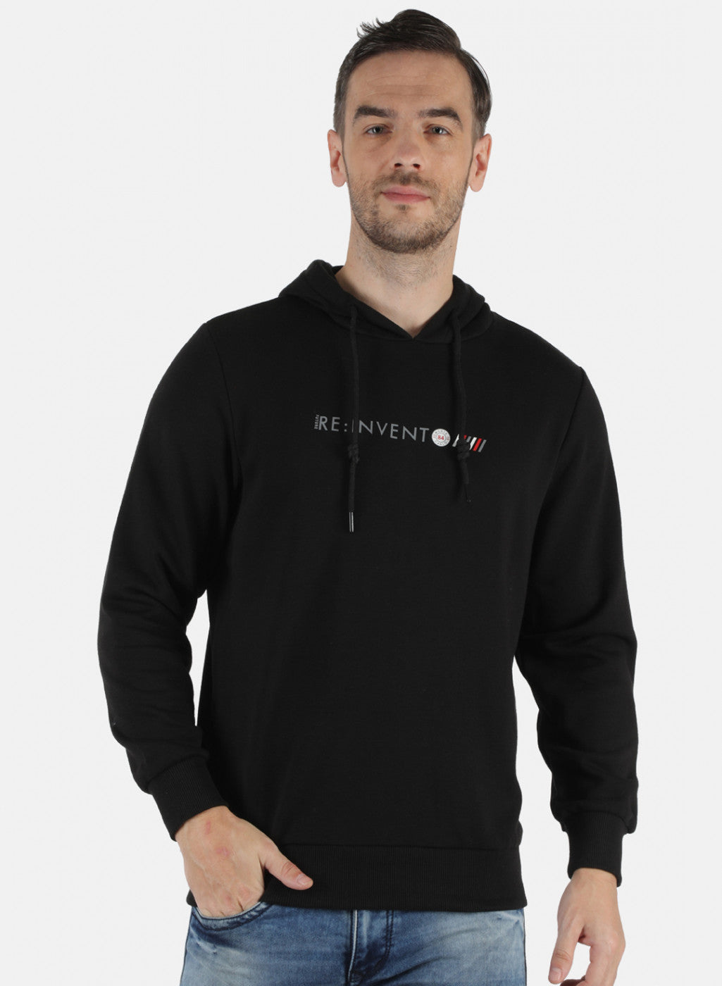 Men Black Solid Sweatshirt