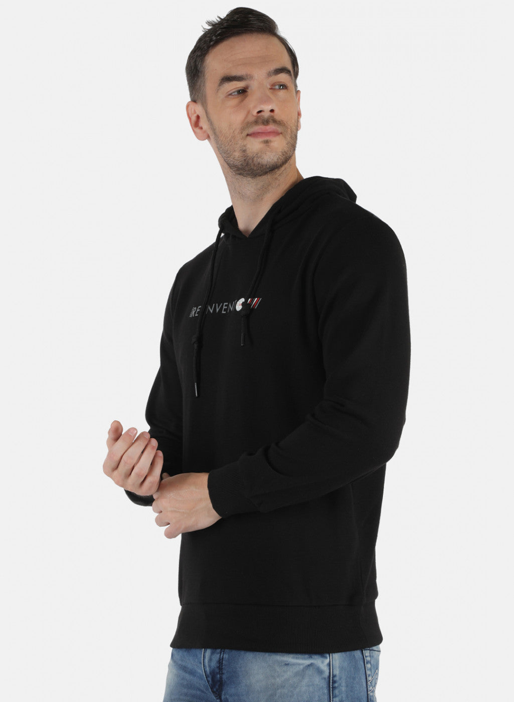 Men Black Solid Sweatshirt