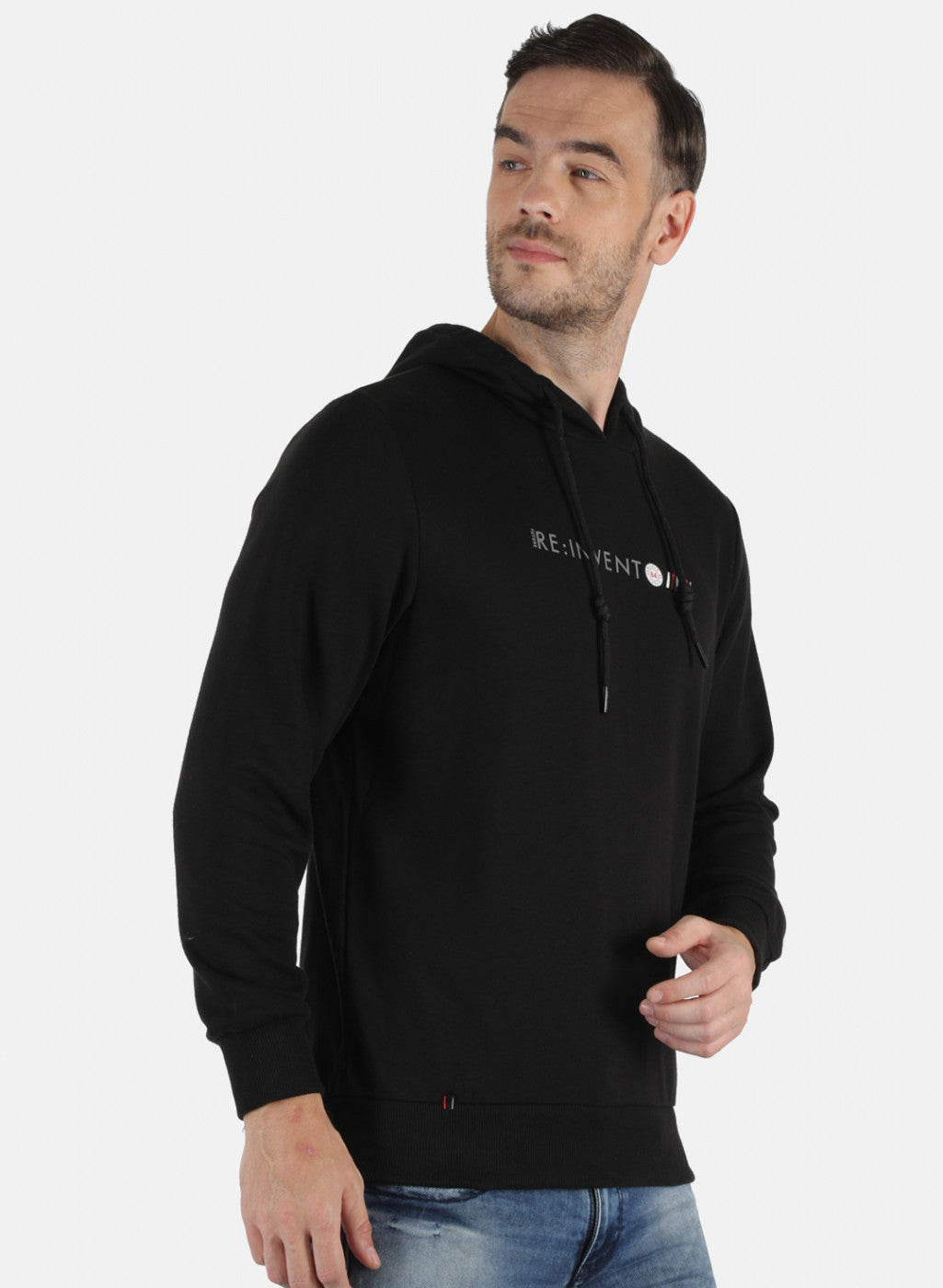 Men Black Solid Sweatshirt