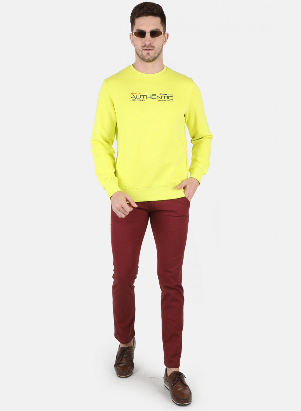 Men Yellow Solid T-Shirt