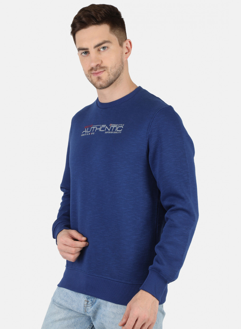 Men Blue Solid T-Shirt