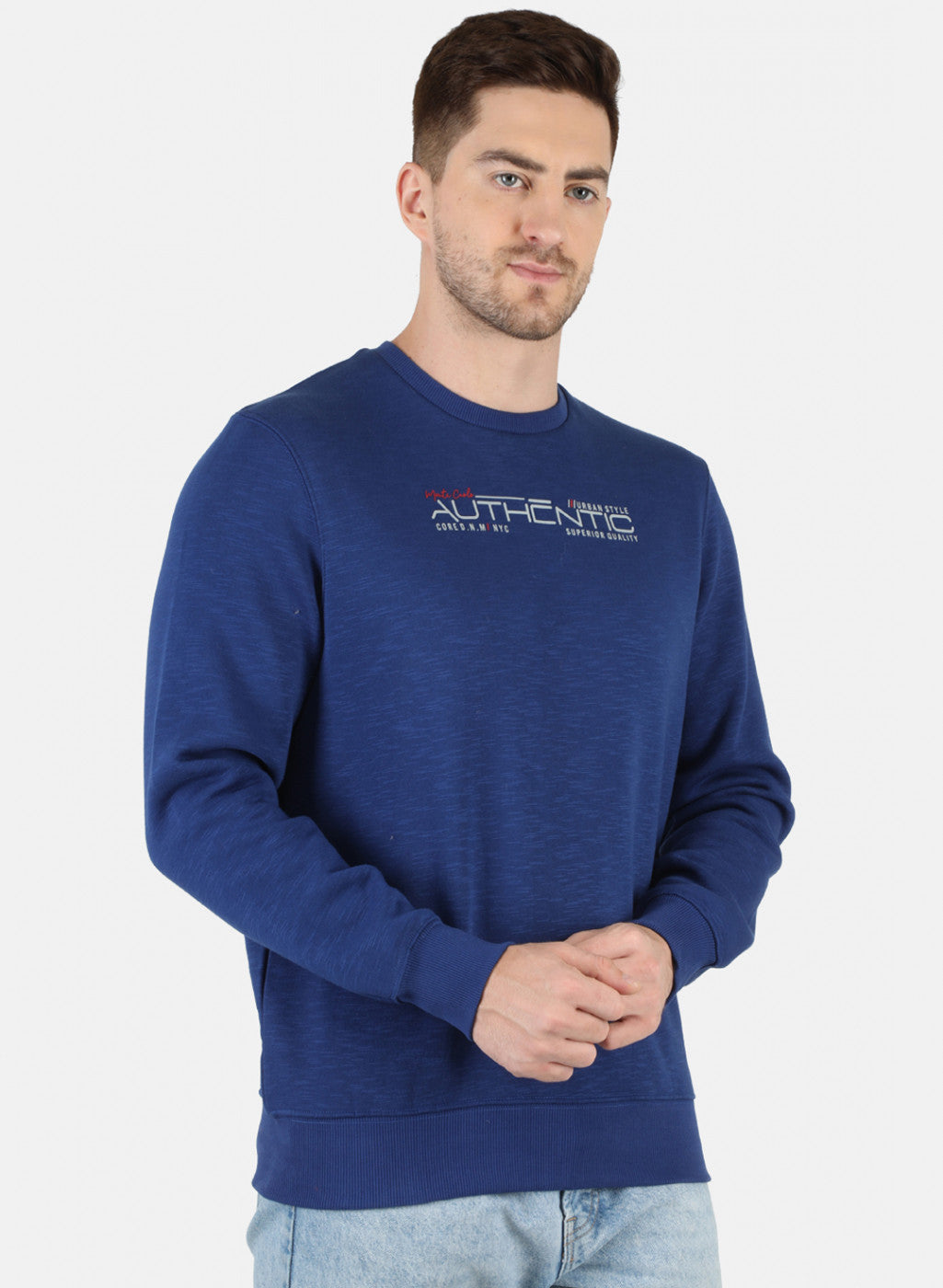 Men Blue Solid T-Shirt