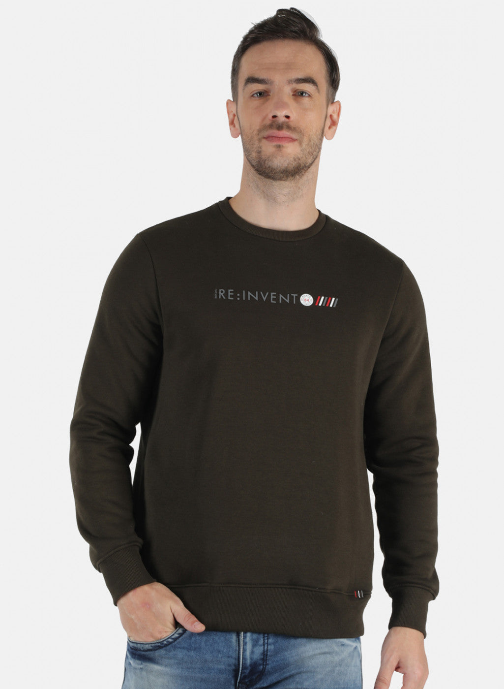 Men Olive Solid T-Shirt