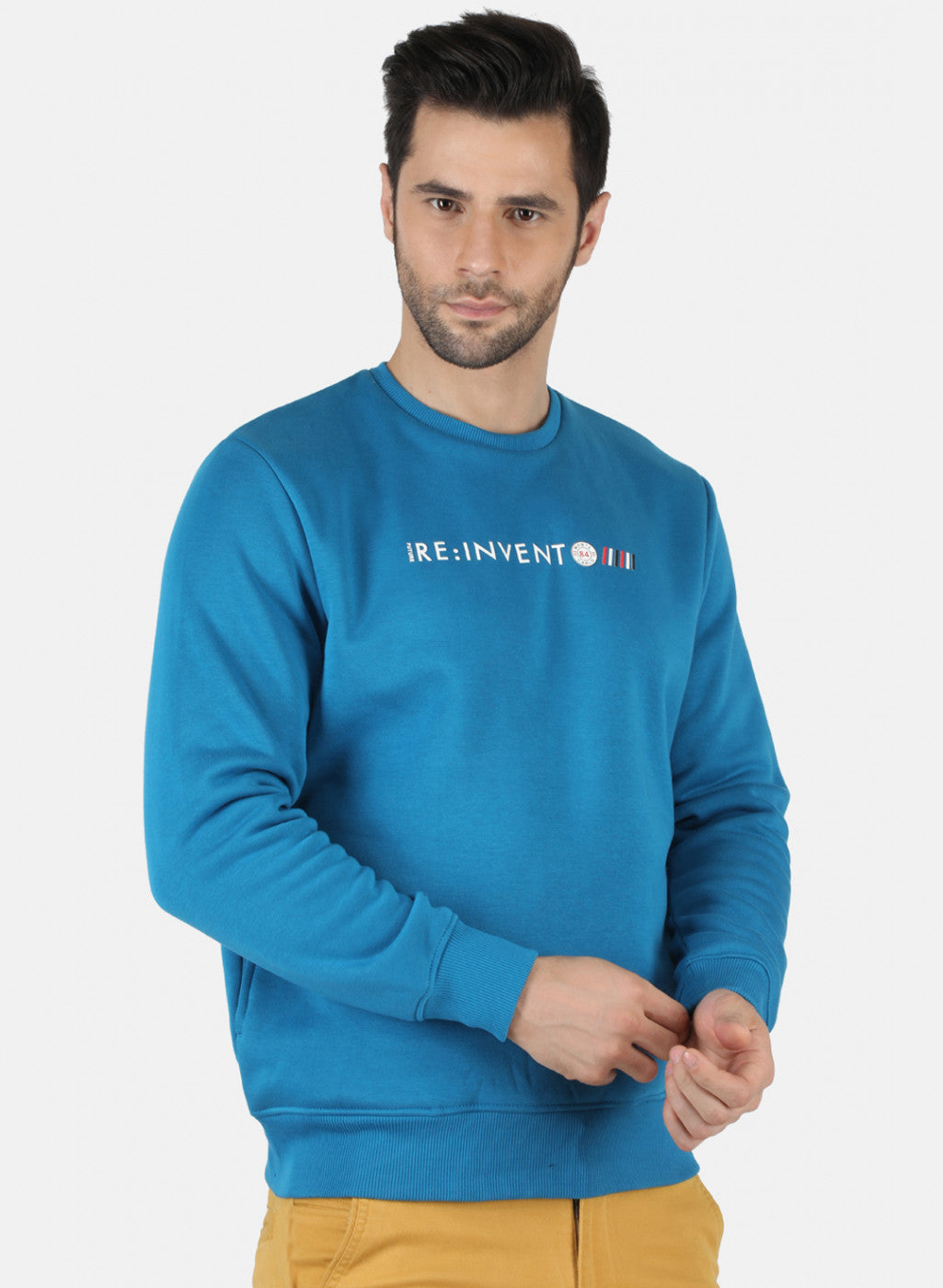 Men Blue Solid T-Shirt