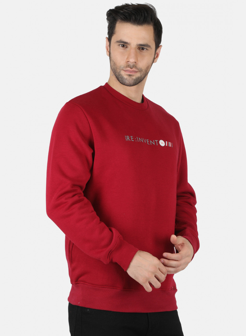 Men Maroon Solid T-Shirt