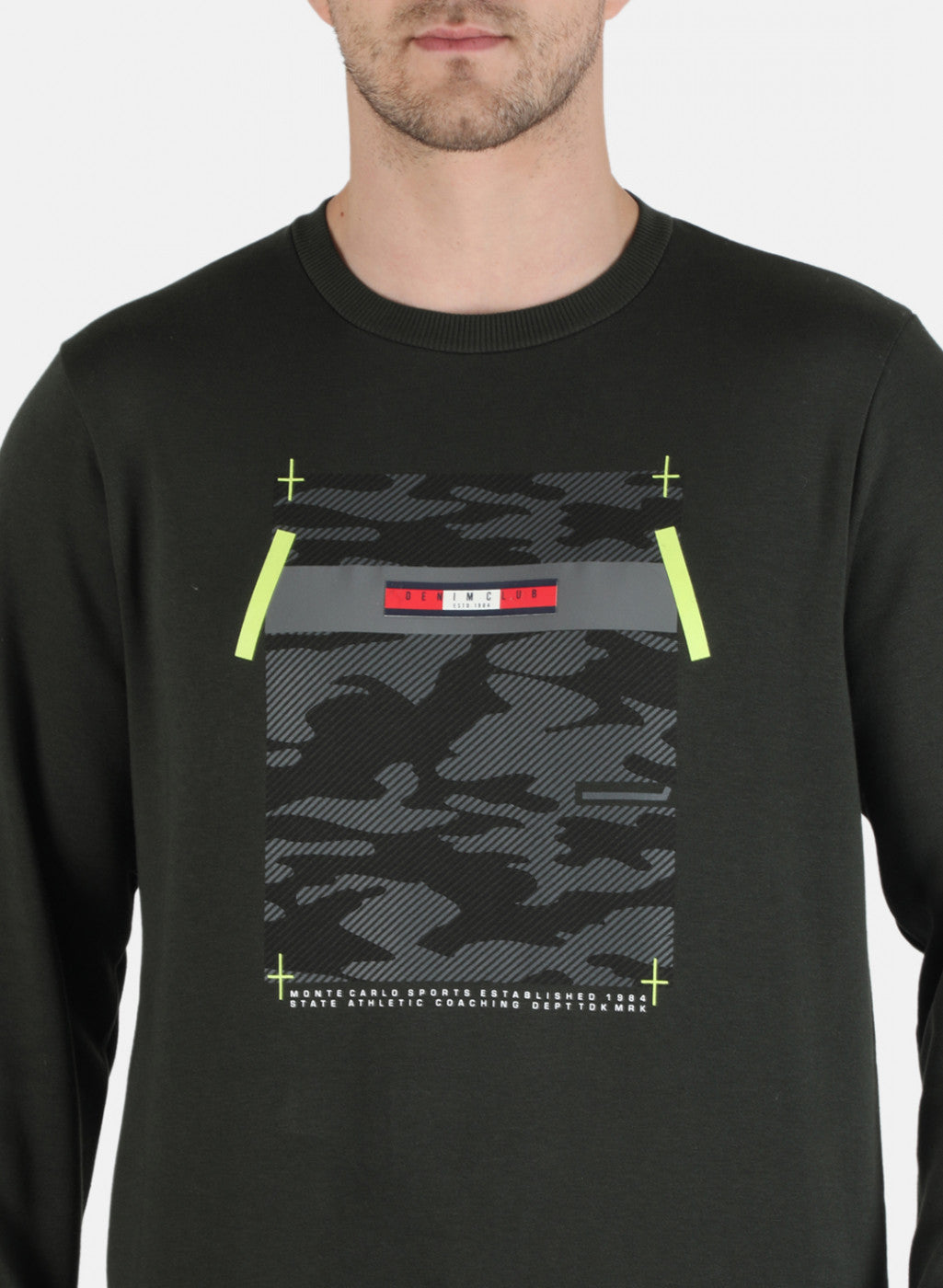 Men Olive Printed Sweatshirt