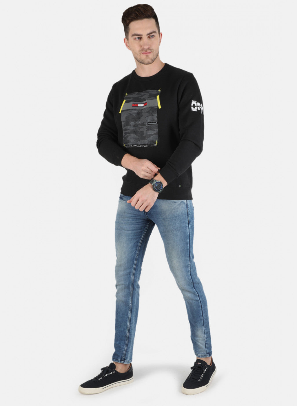 Men Black Printed Sweatshirt