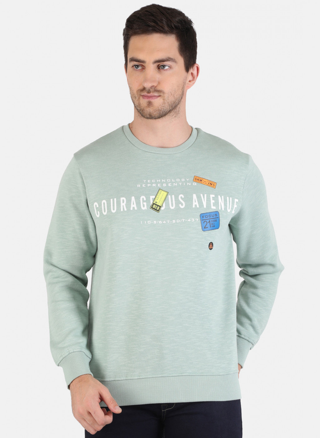 Men Blue Printed Sweatshirt