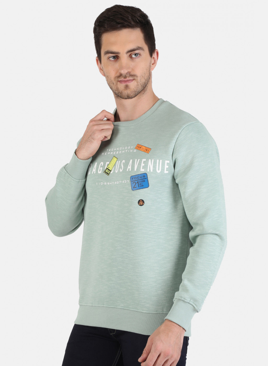 Men Blue Printed Sweatshirt