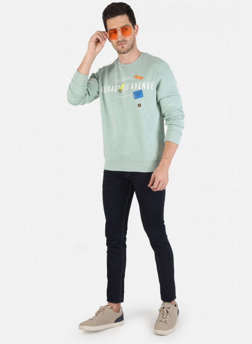 Men Blue Printed Sweatshirt