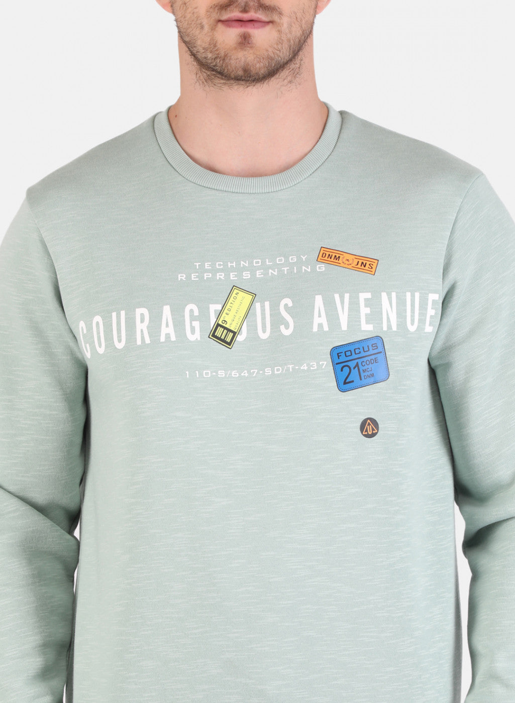 Men Blue Printed Sweatshirt