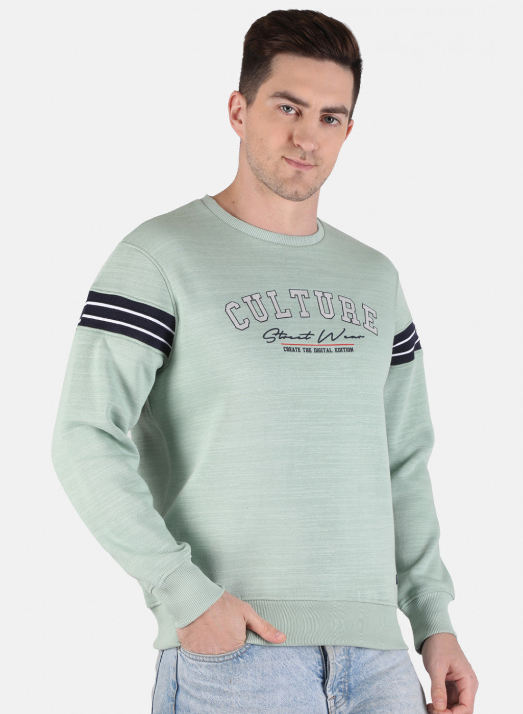 Men Green Printed Sweatshirt