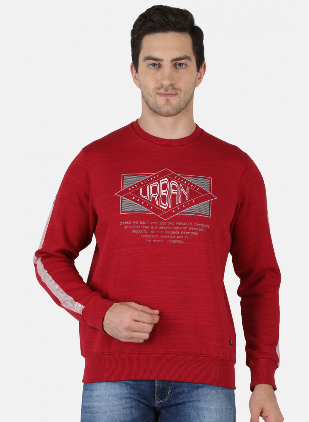 Men Maroon Printed Sweatshirt