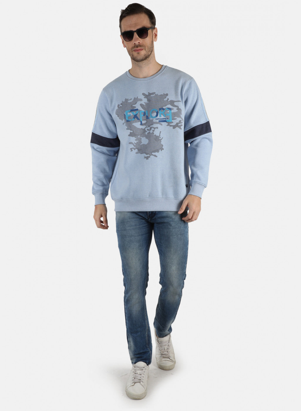 Men Blue Printed Sweatshirt