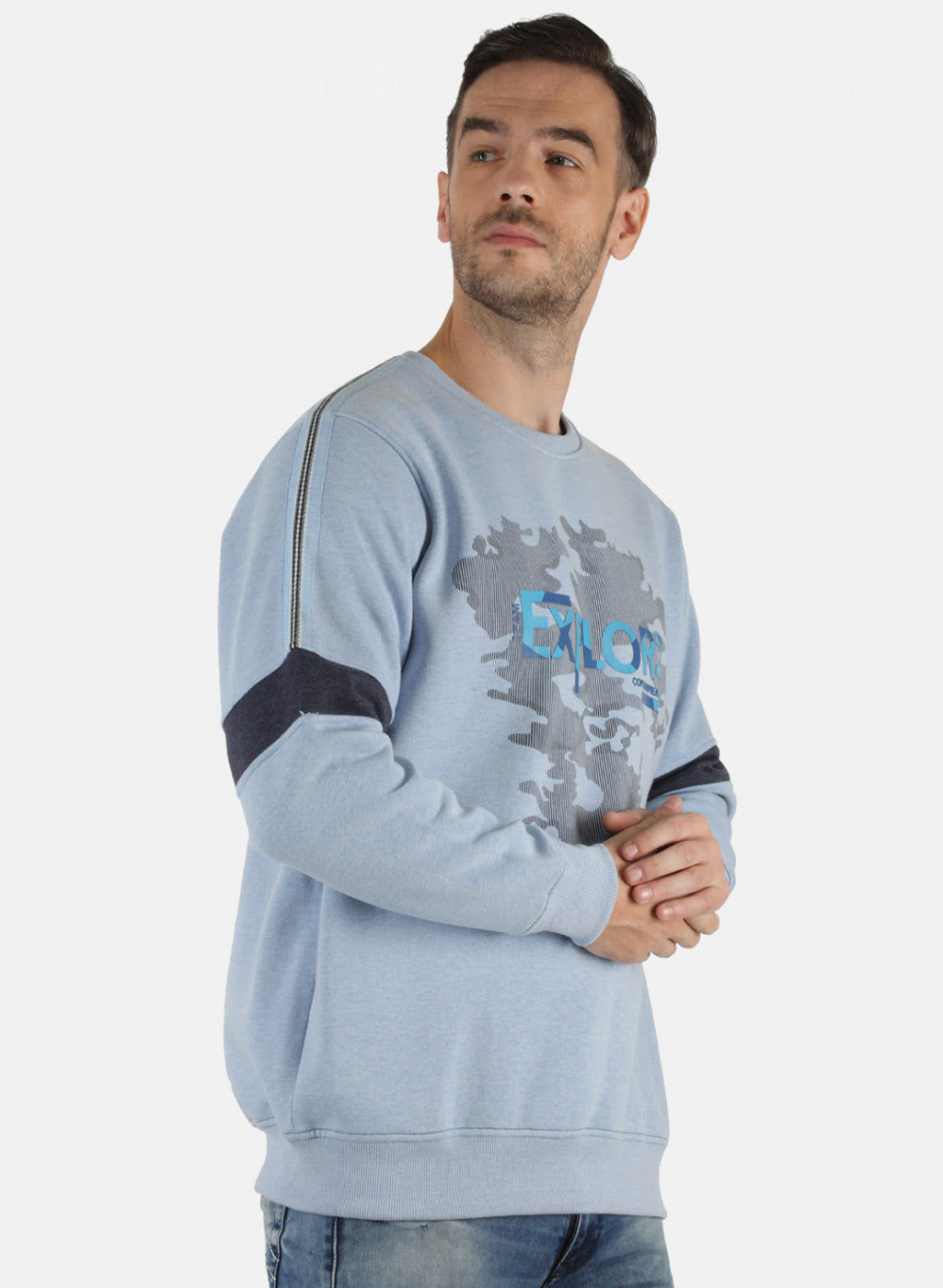 Men Blue Printed Sweatshirt