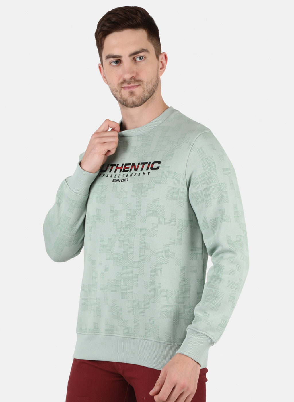 Men Green Printed Sweatshirt