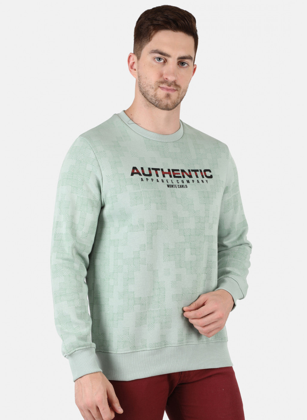 Men Green Printed Sweatshirt