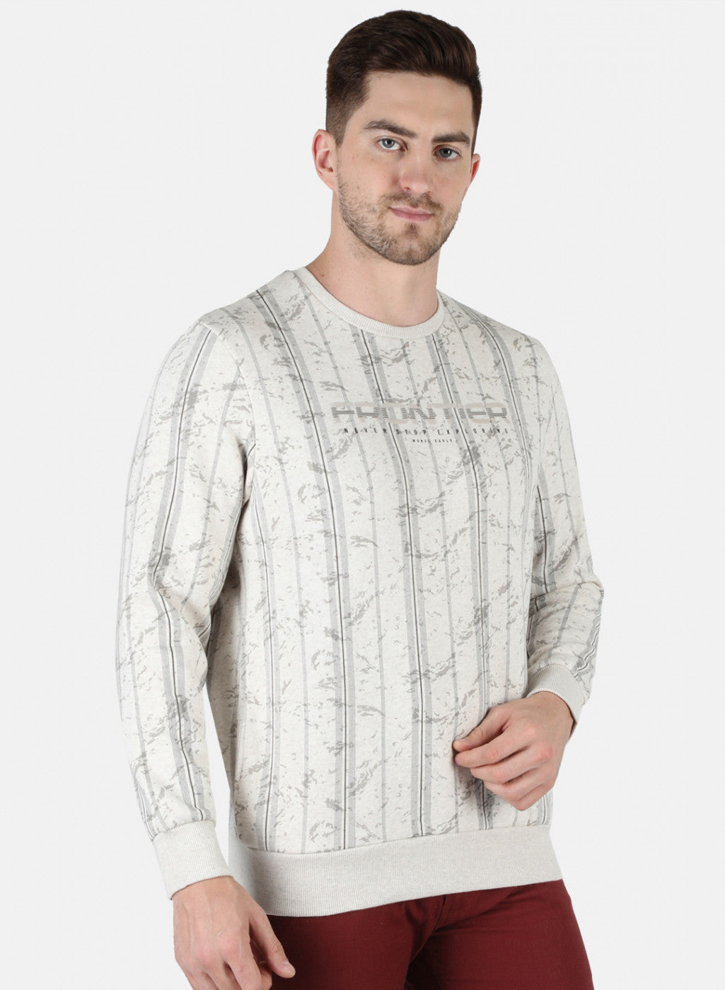 Men Beige Printed Sweatshirt