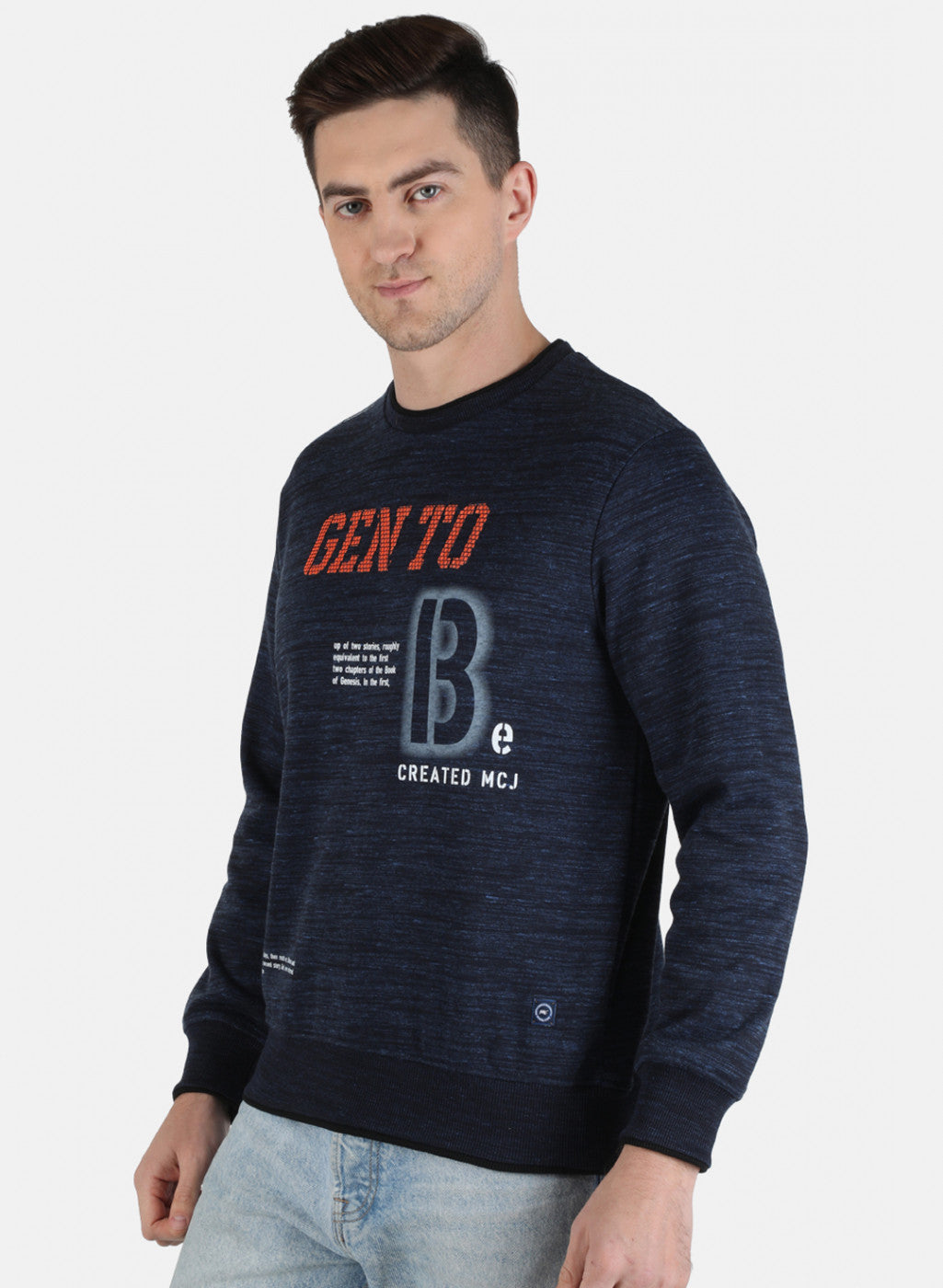 Men Blue Printed Sweatshirt