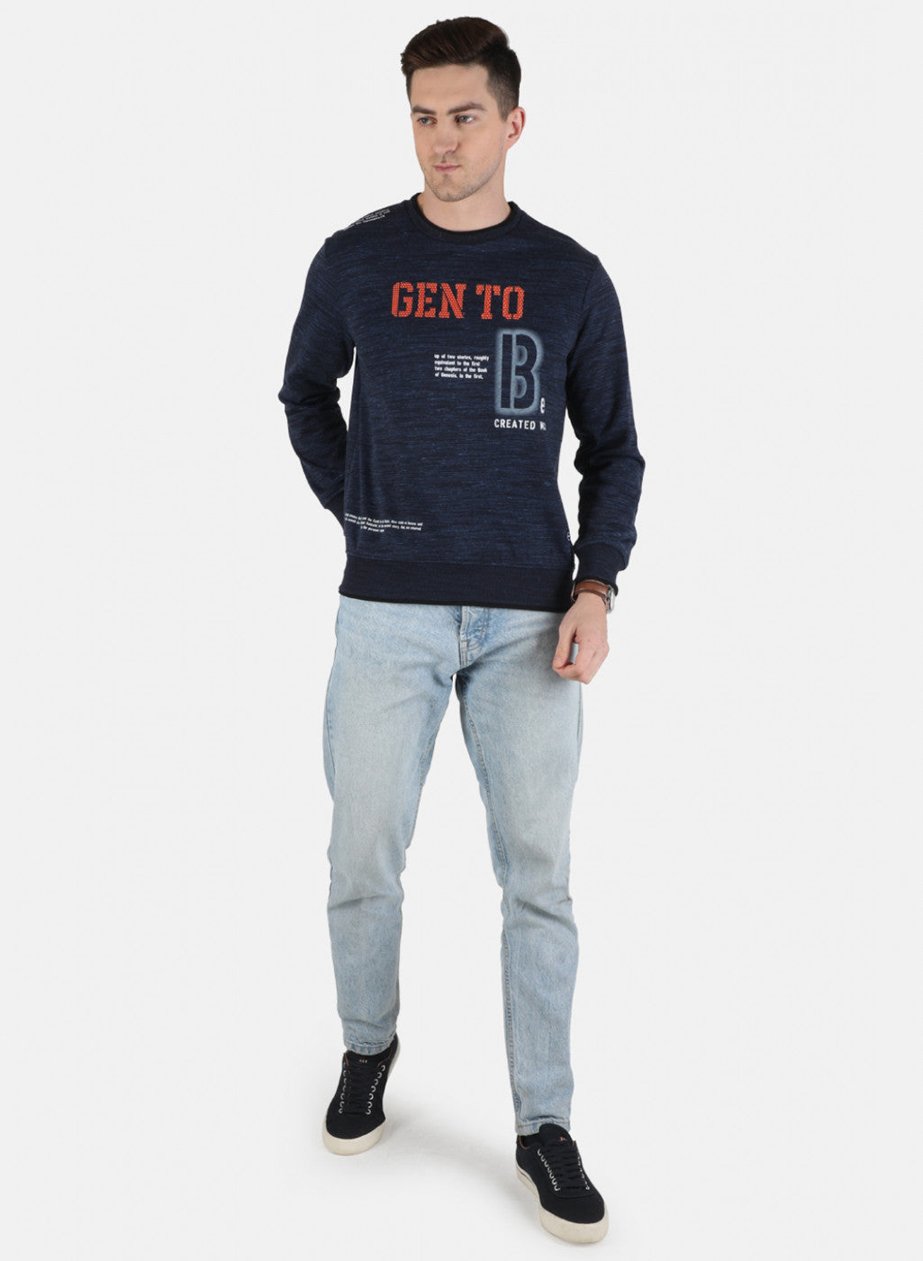 Men Blue Printed Sweatshirt