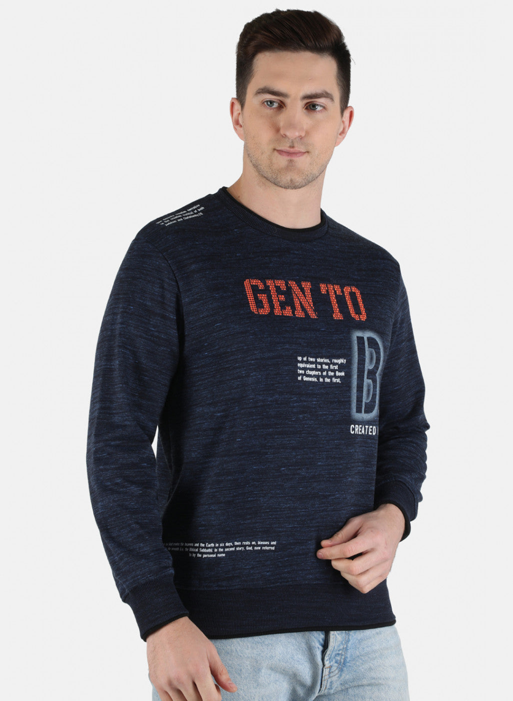 Men Blue Printed Sweatshirt