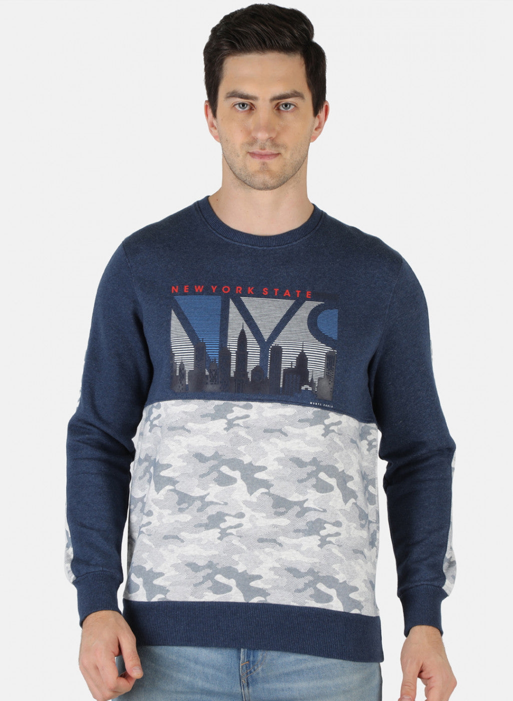 Men NAvy Blue Printed Sweatshirt