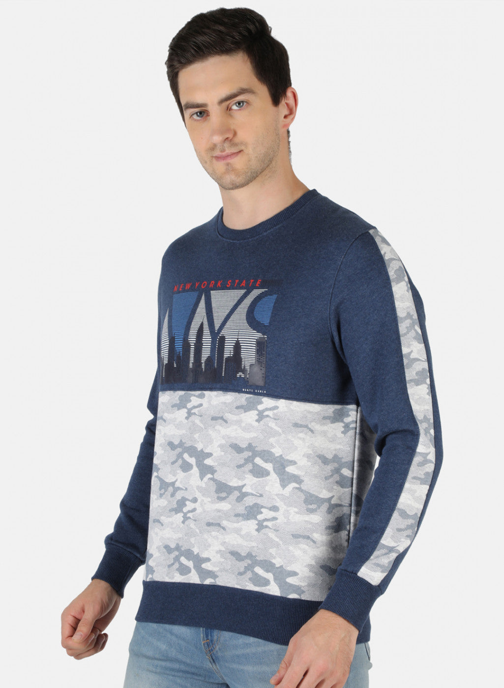 Men NAvy Blue Printed Sweatshirt