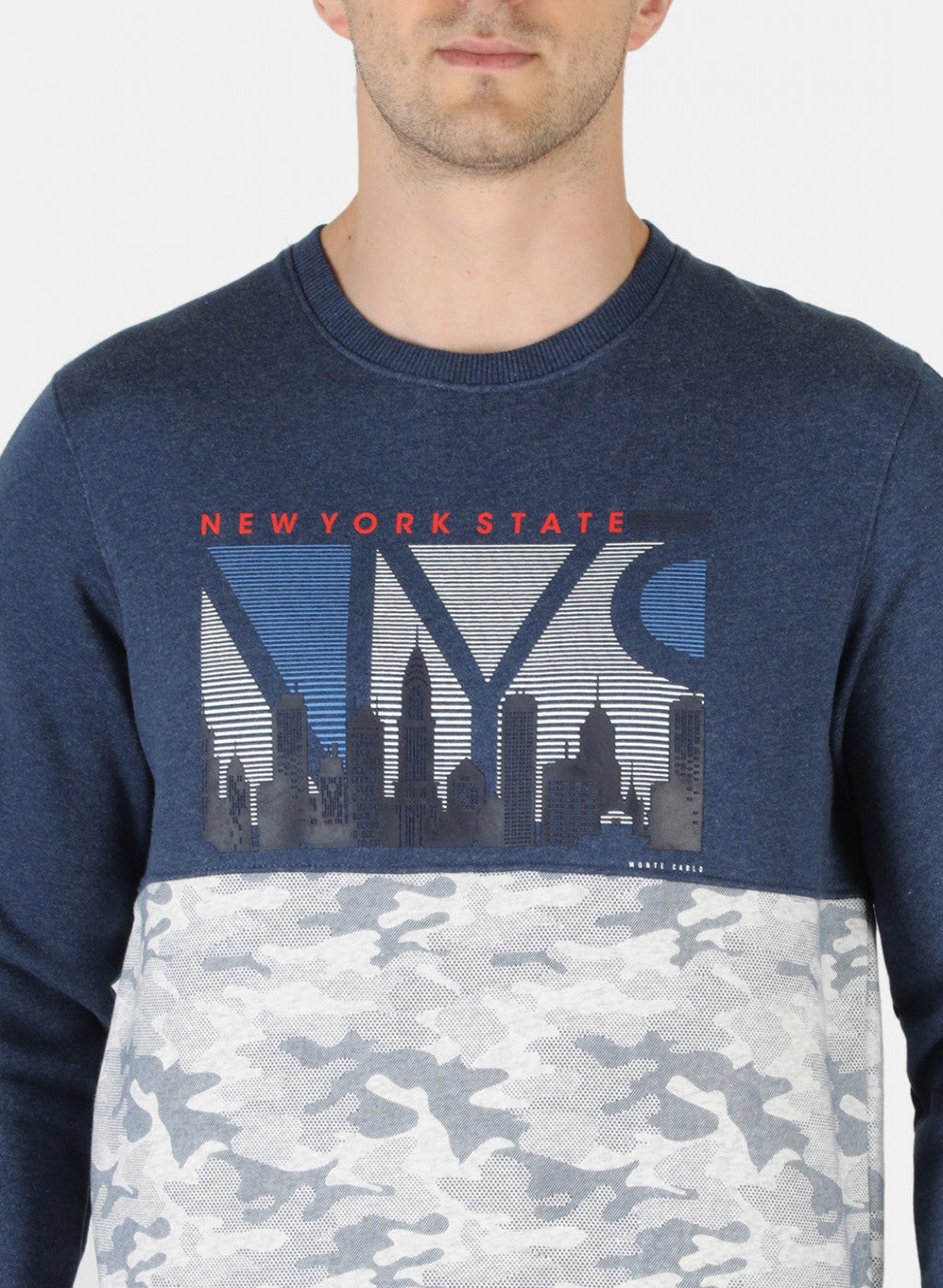 Men NAvy Blue Printed Sweatshirt