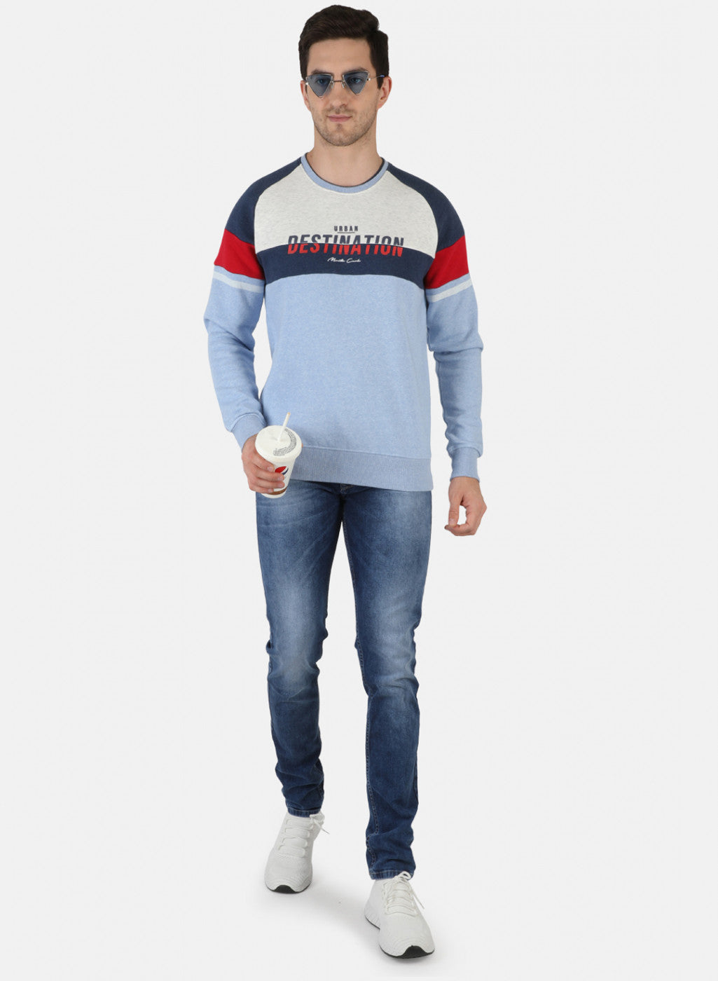 Men Blue Printed Sweatshirt