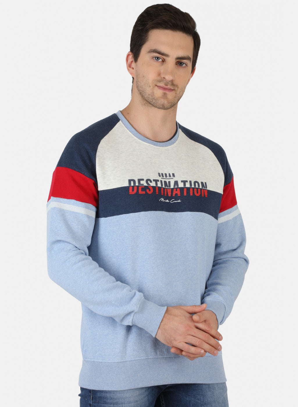 Men Blue Printed Sweatshirt