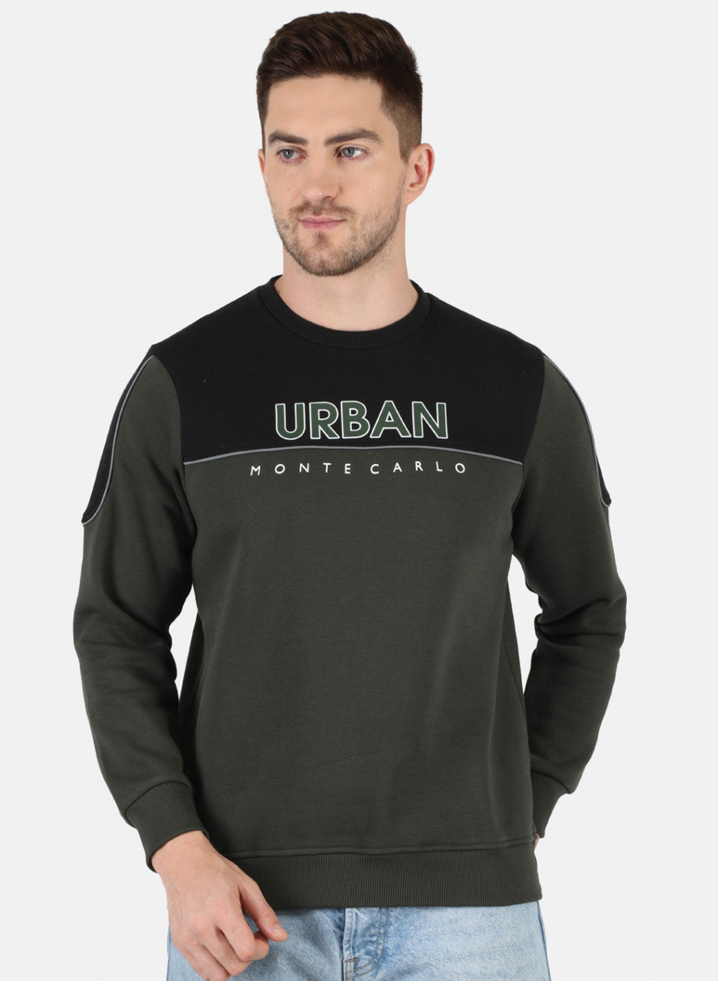 Men Olive Printed Sweatshirt