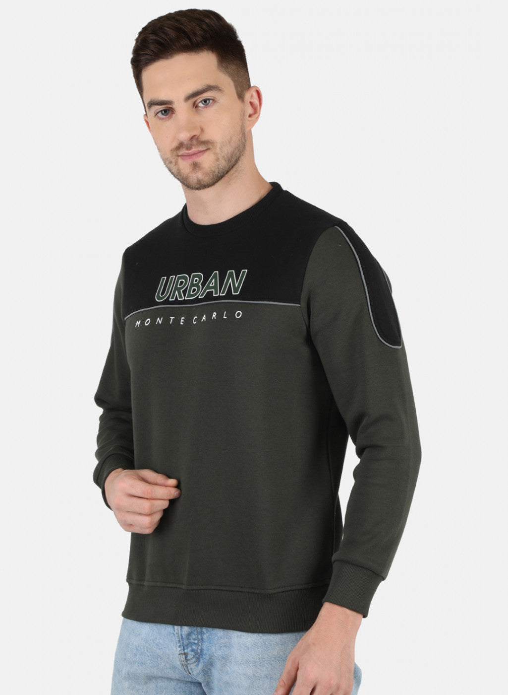 Men Olive Printed Sweatshirt