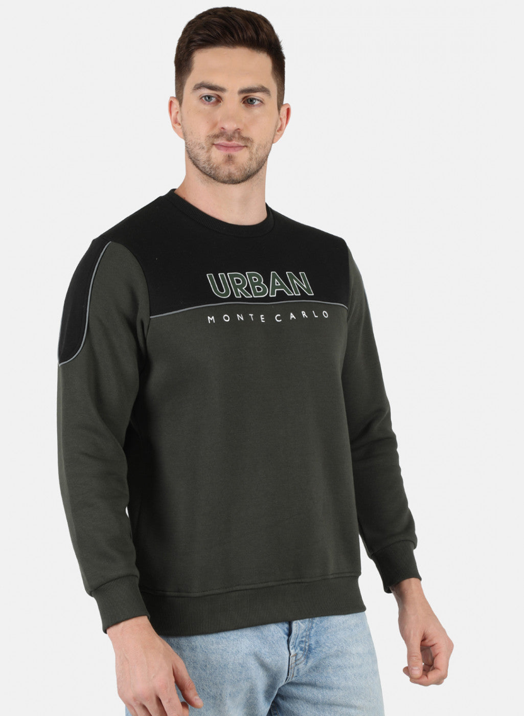 Men Olive Printed Sweatshirt