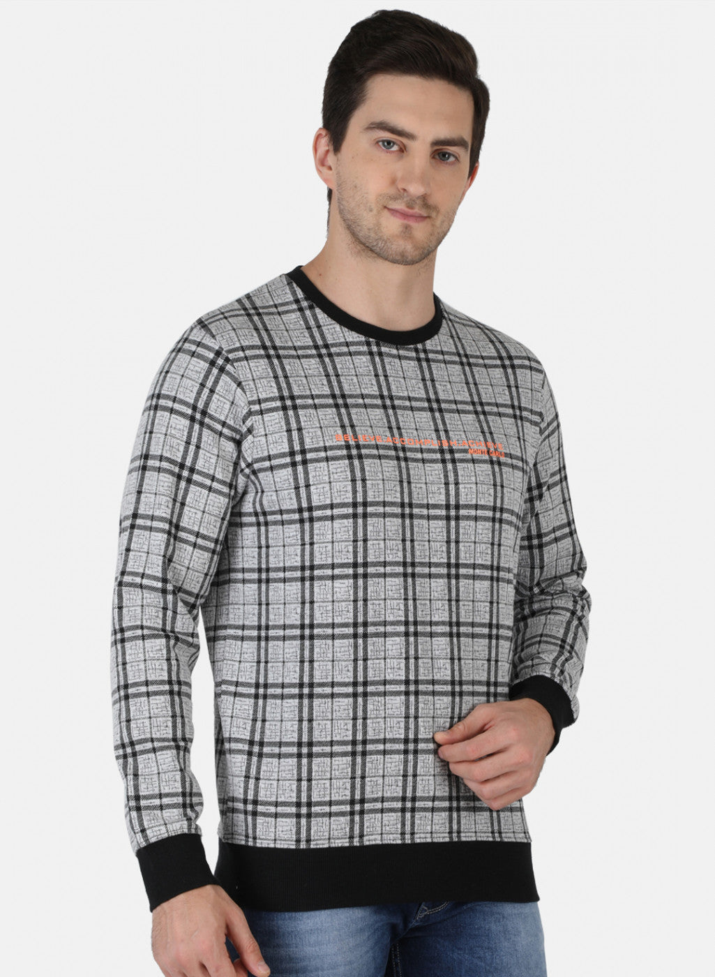 Men Grey Jaquard Sweatshirt