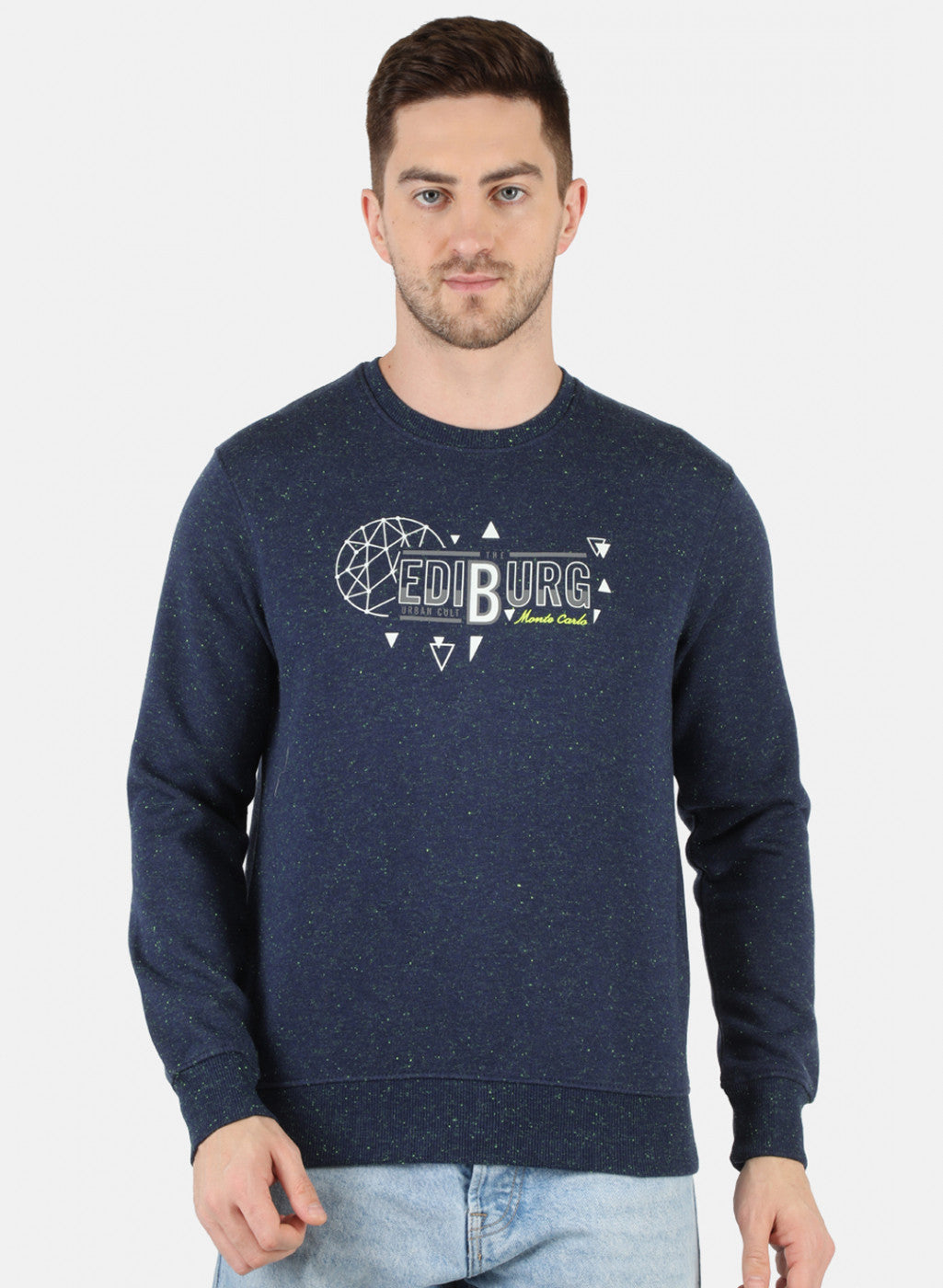 Men Blue Printed Sweatshirt