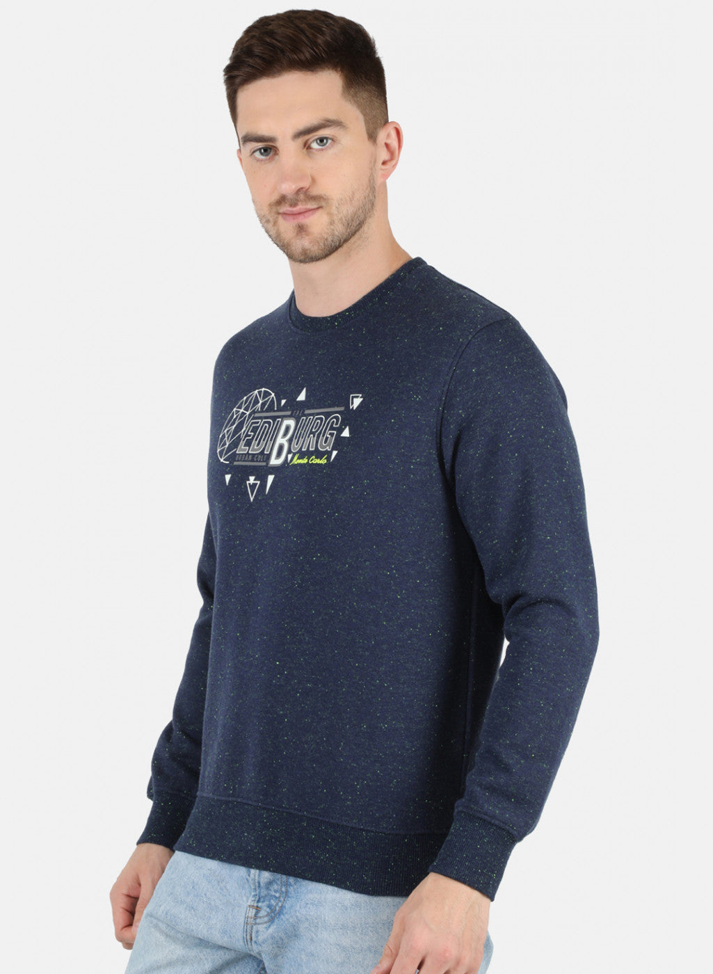 Men Blue Printed Sweatshirt