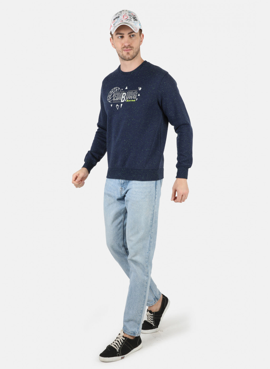 Men Blue Printed Sweatshirt