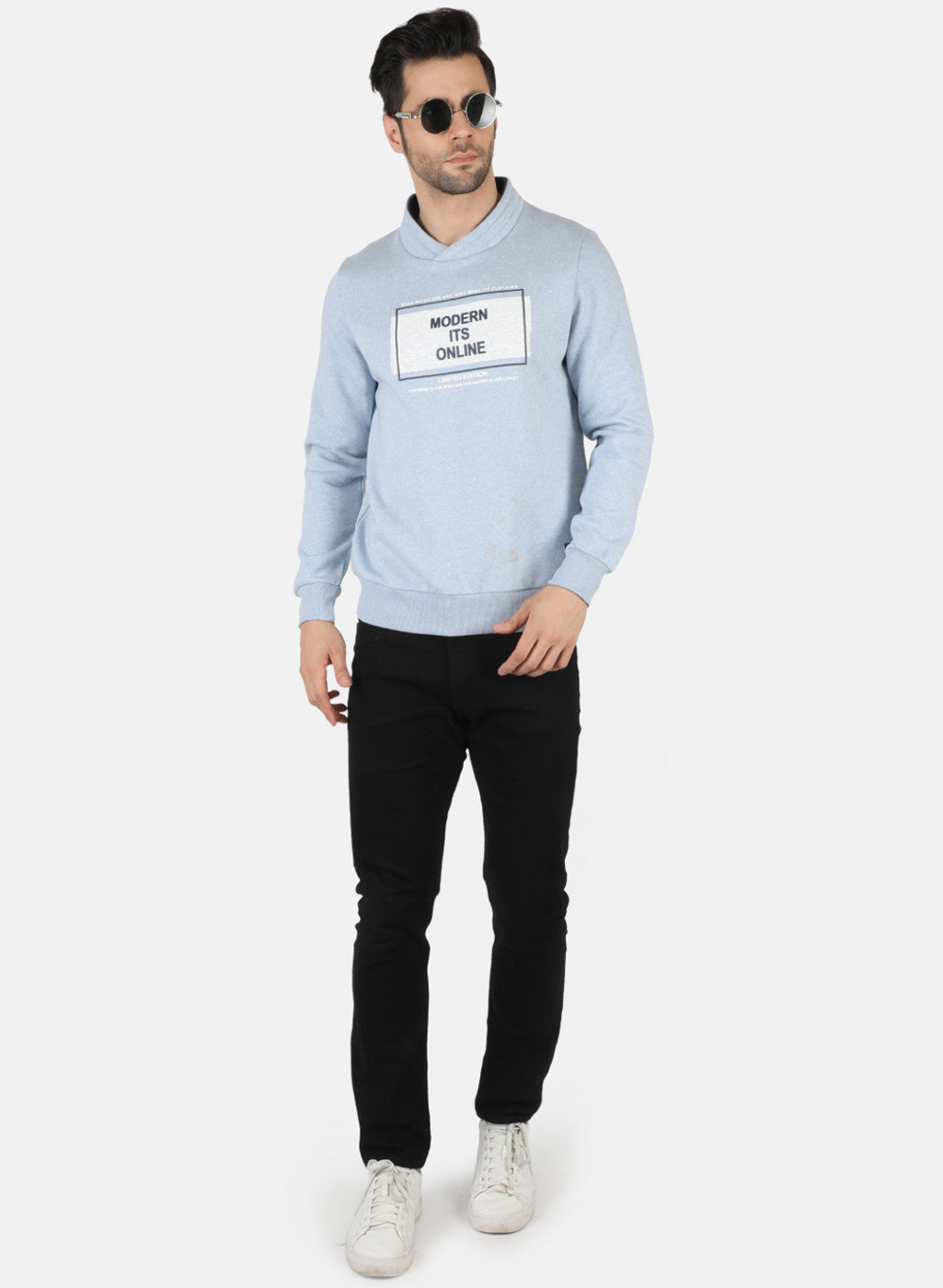 Men Blue Printed Sweatshirt