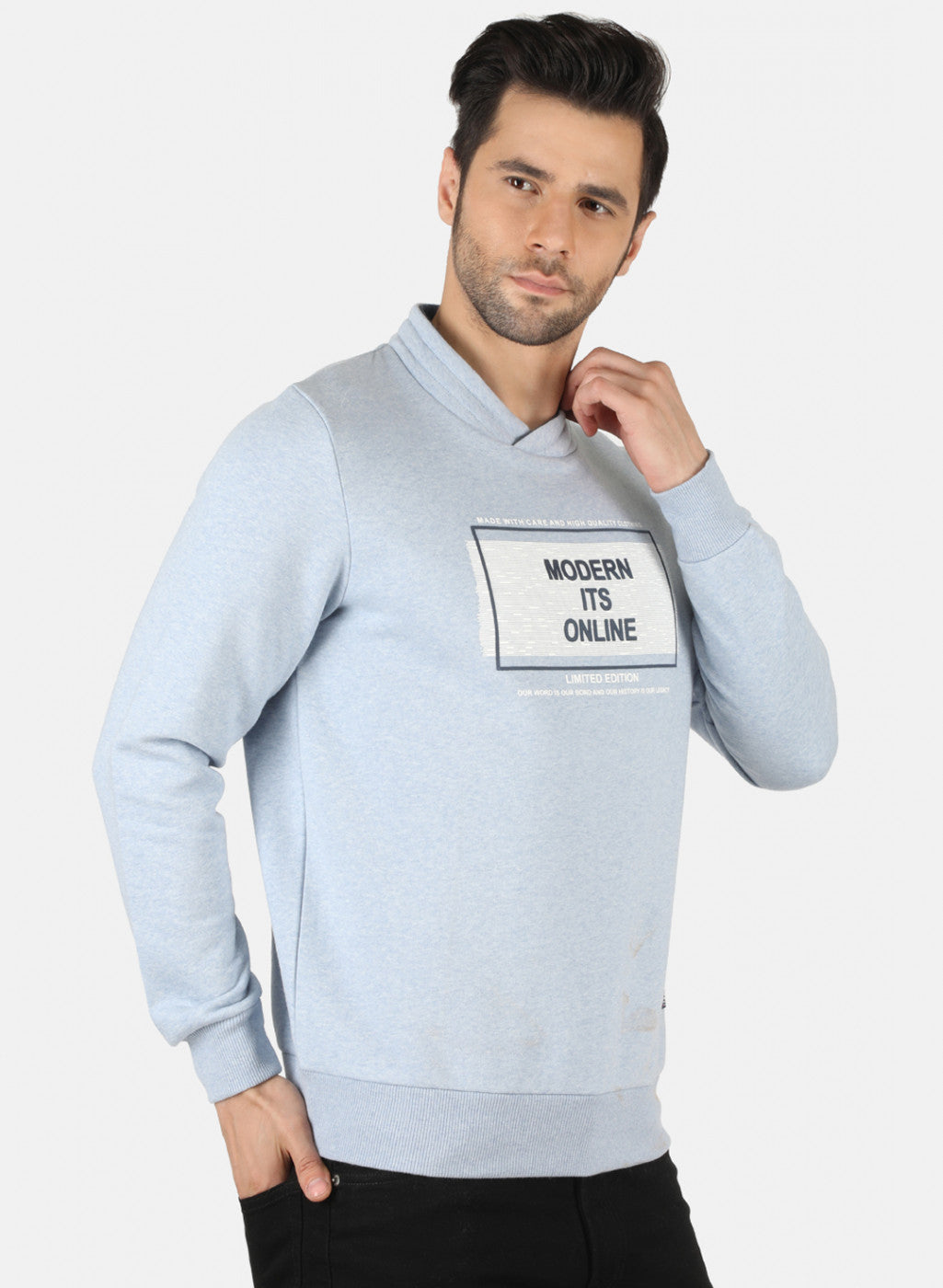 Men Blue Printed Sweatshirt