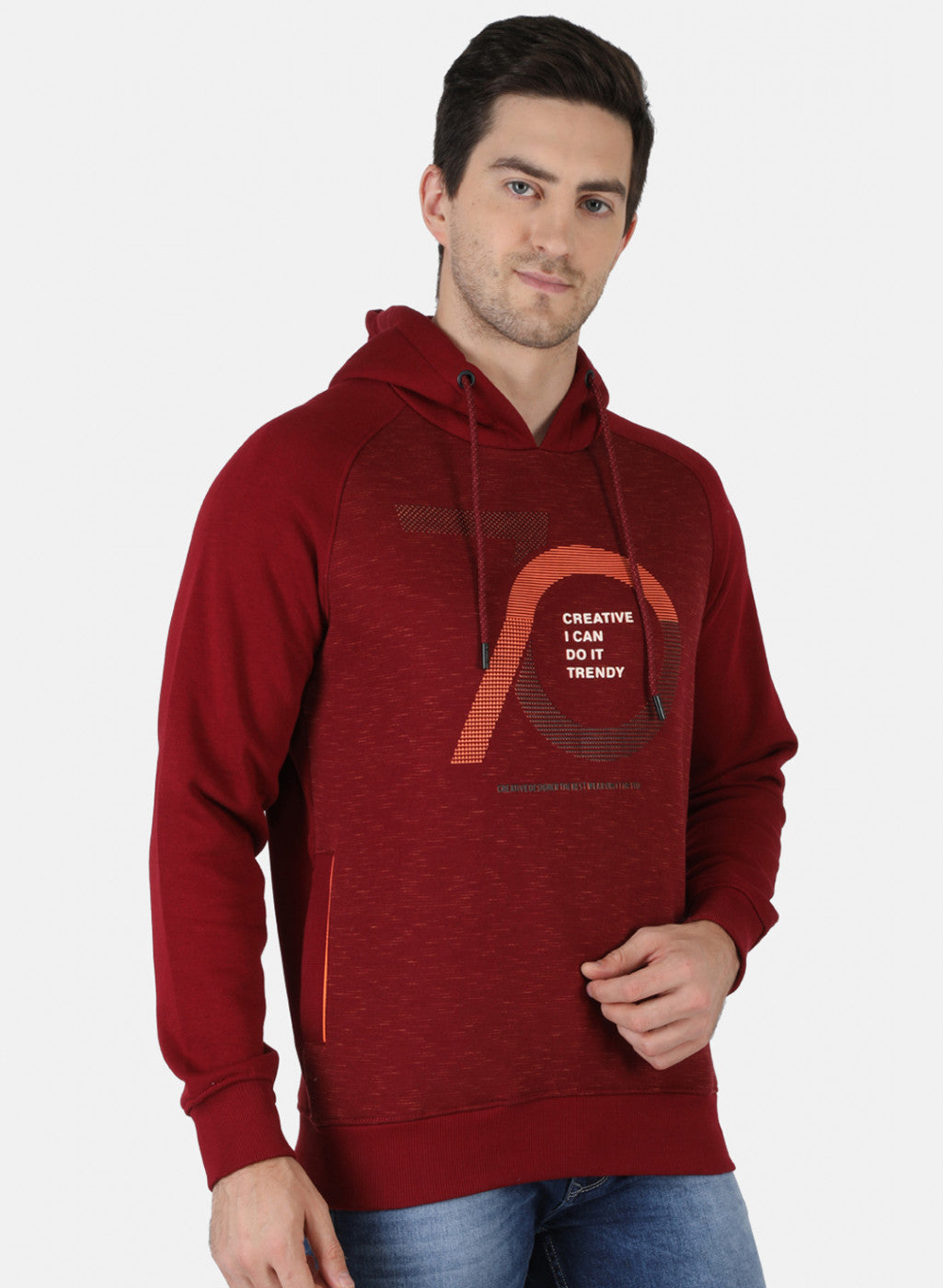 Men Maroon Printed Sweatshirt