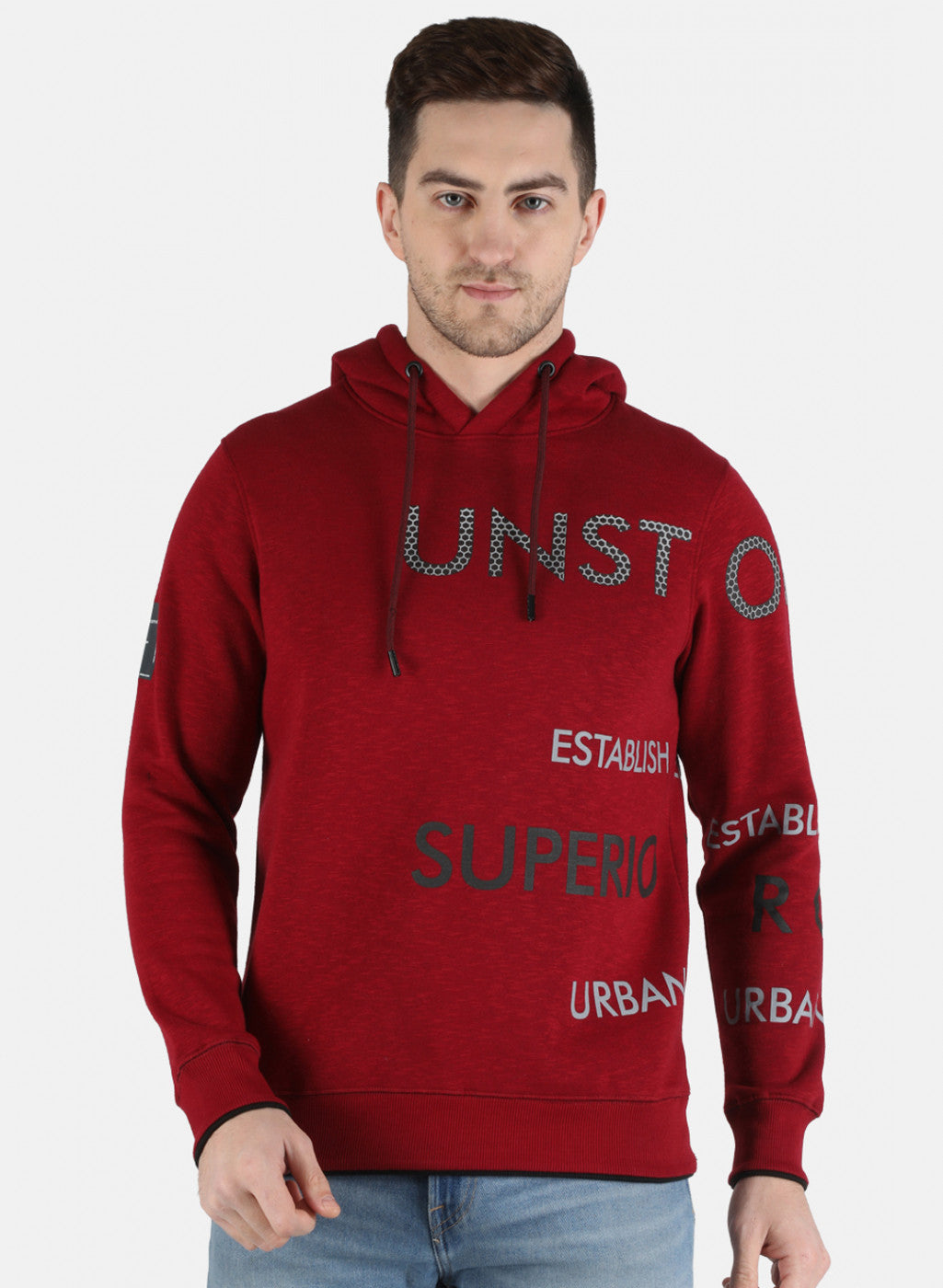 Men Maroon Printed Sweatshirt