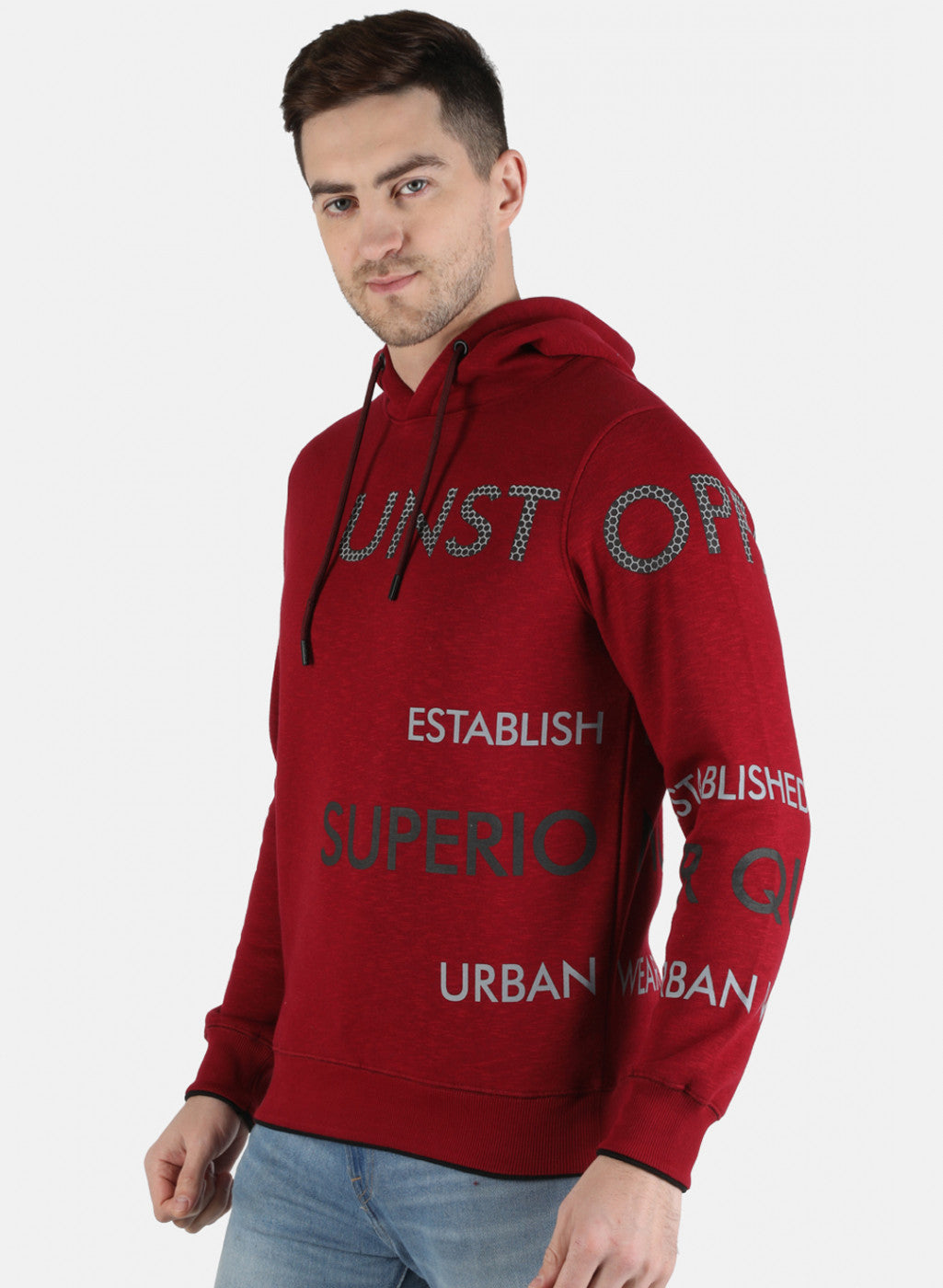 Men Maroon Printed Sweatshirt