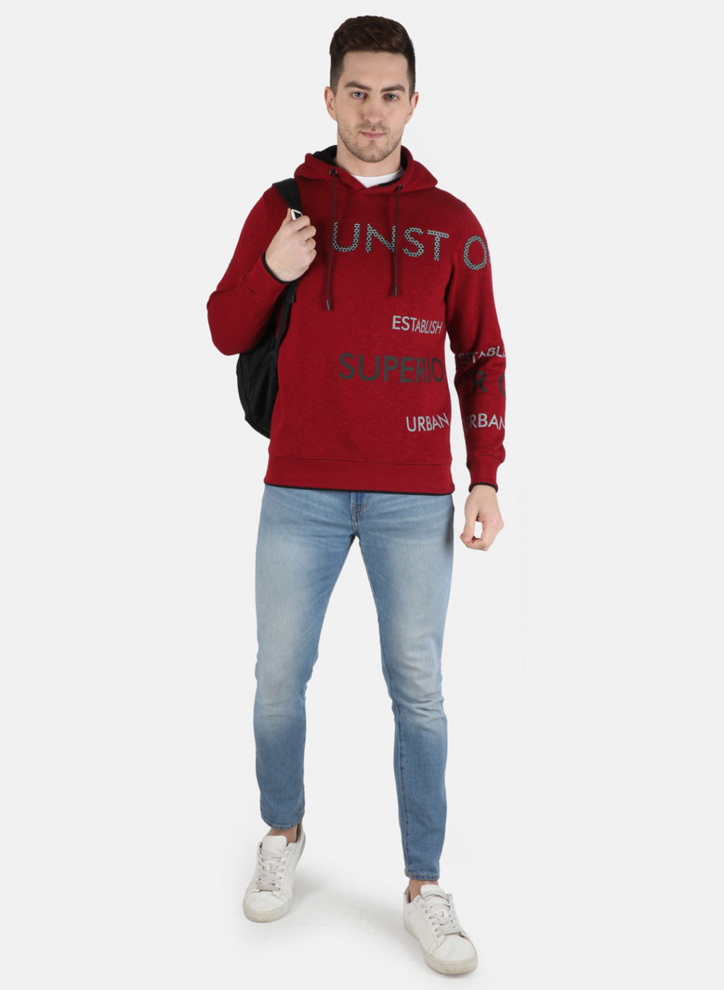 Men Maroon Printed Sweatshirt