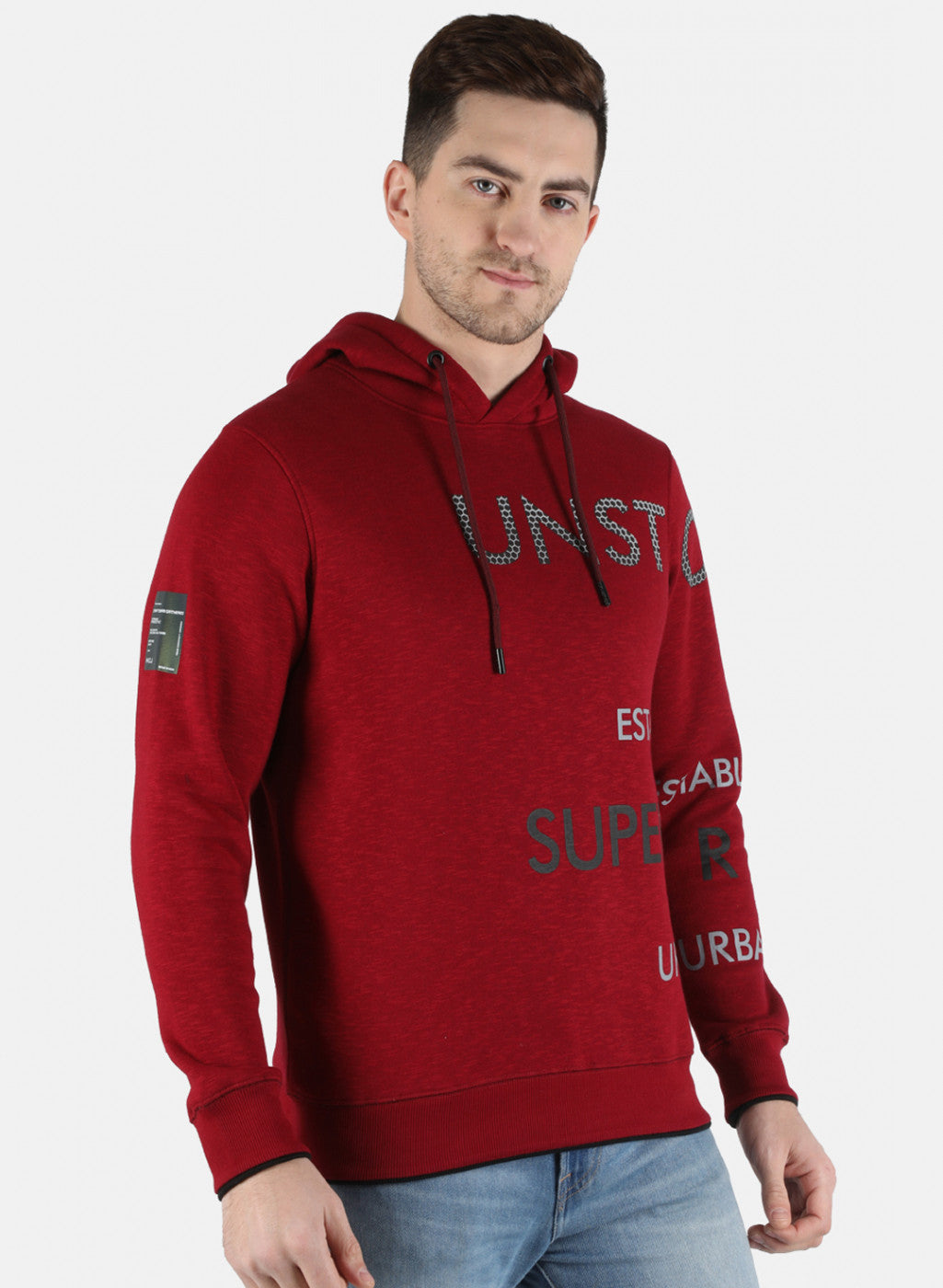 Men Maroon Printed Sweatshirt