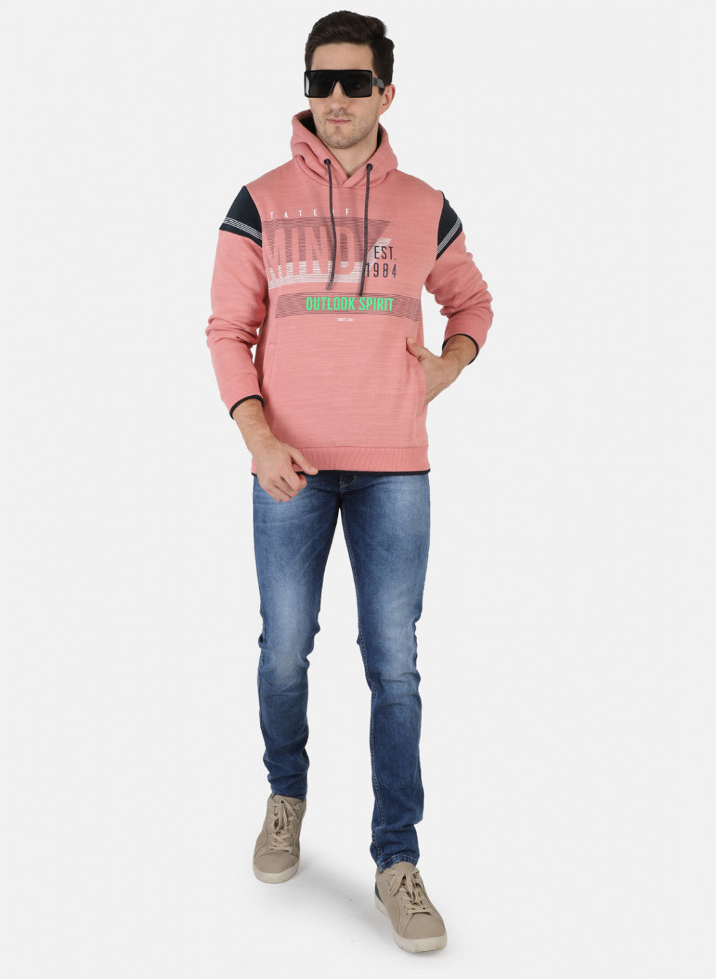 Men Pink Printed Sweatshirt