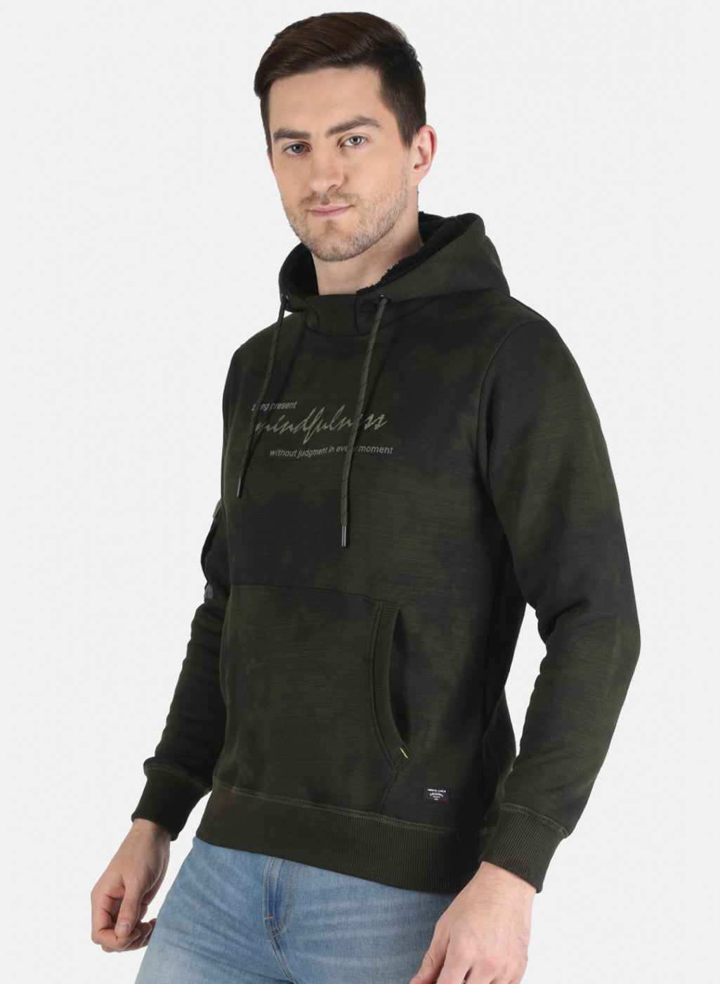 Men Olive Printed Sweatshirt