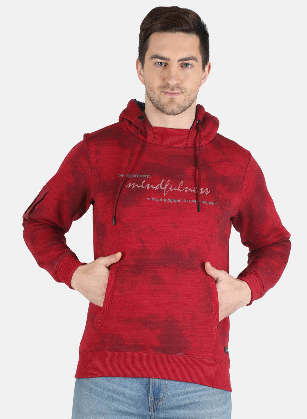 Men Maroon Printed Sweatshirt