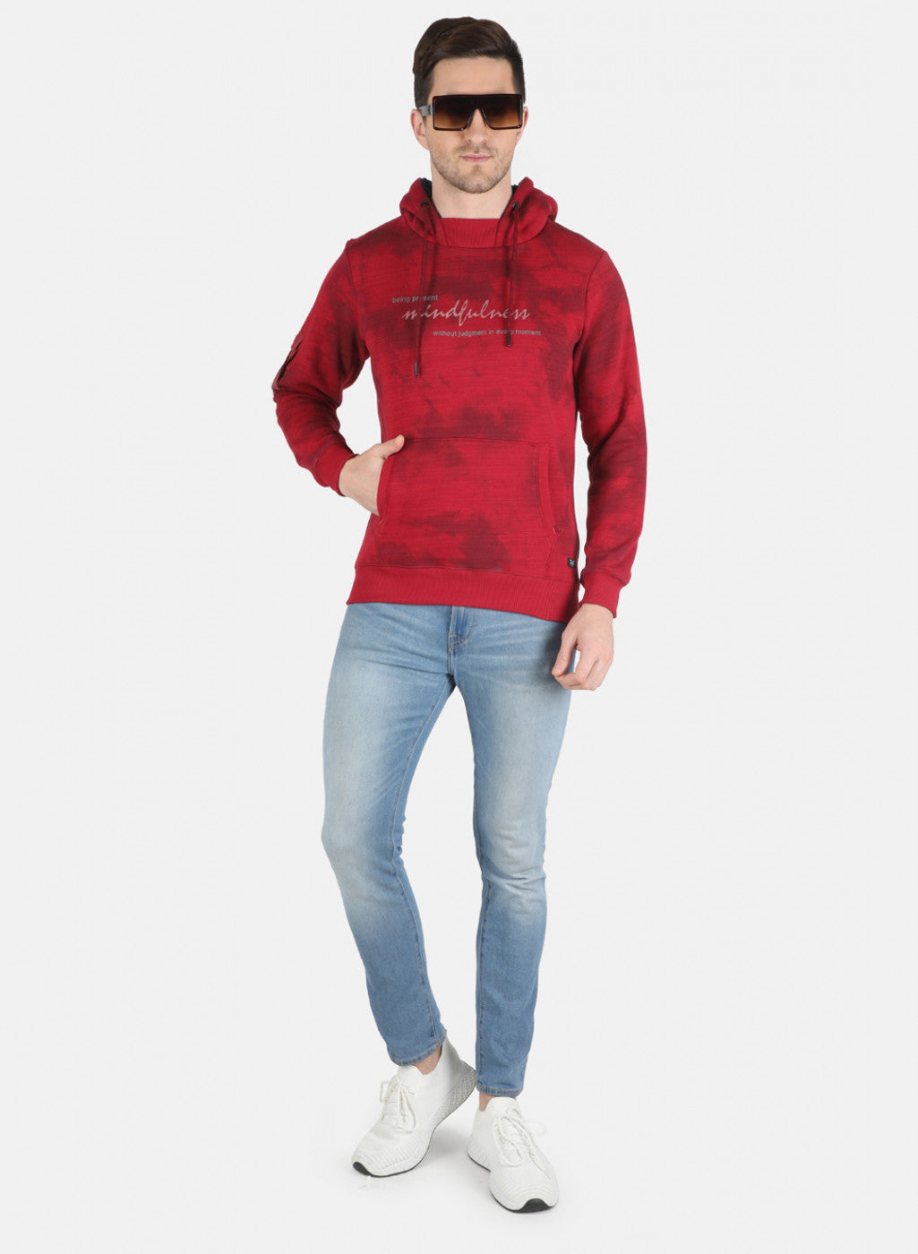 Men Maroon Printed Sweatshirt