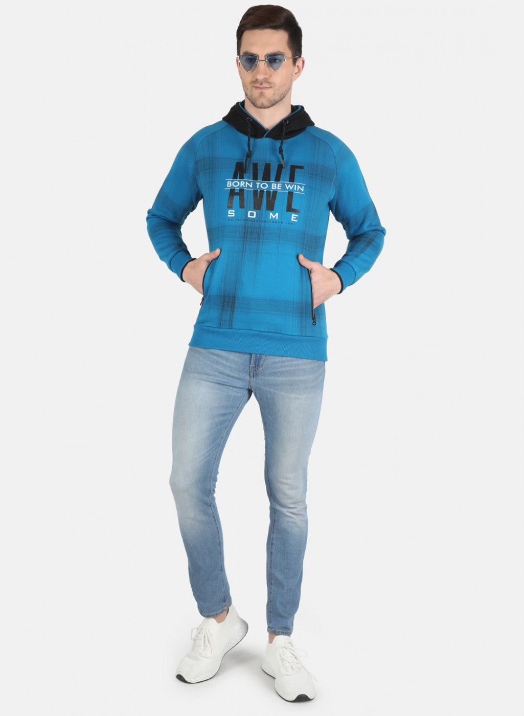 Men Blue Printed Sweatshirt