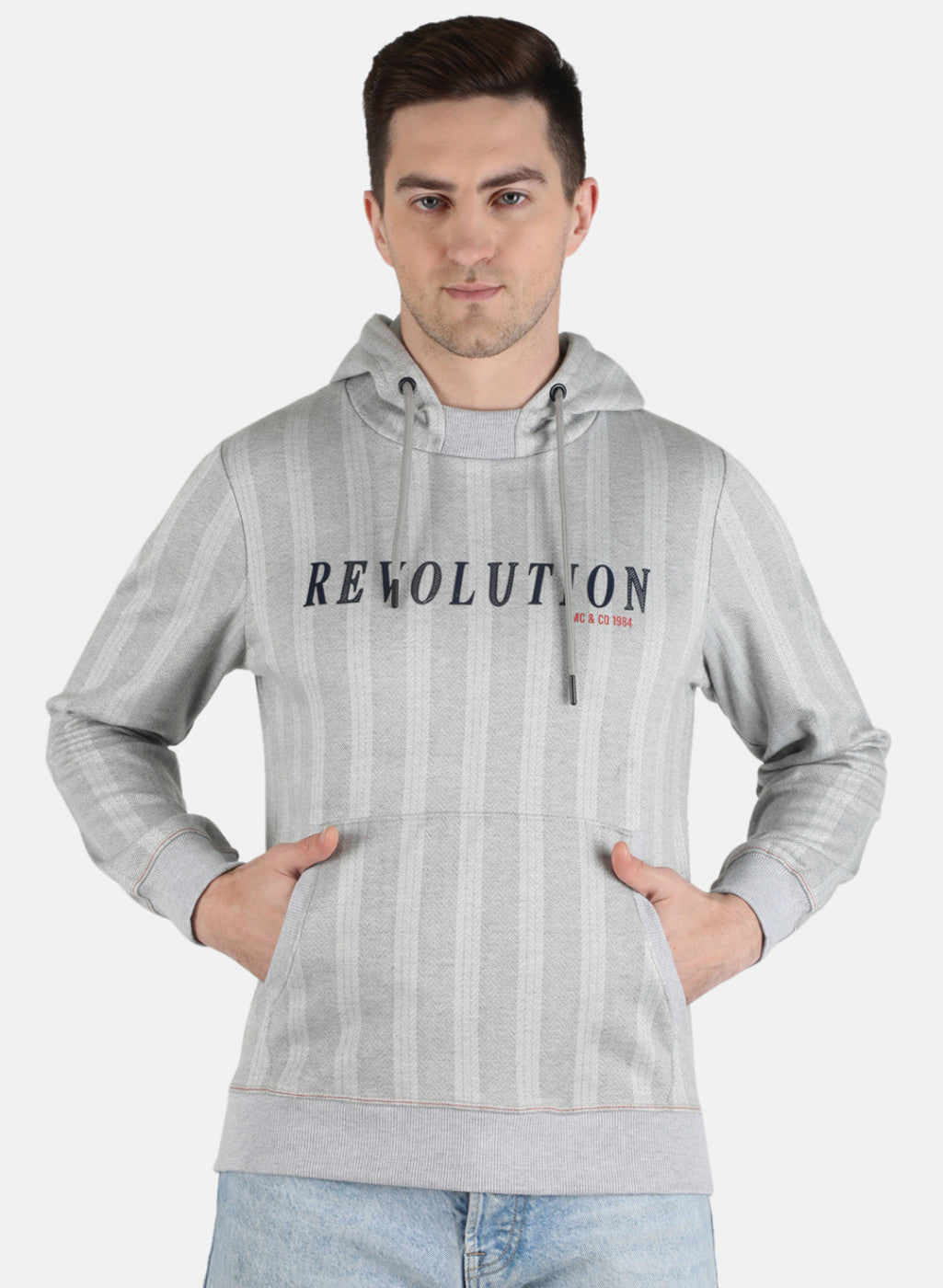 Men Grey Jaquard Sweatshirt